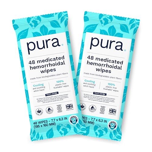 Pura XL Flushable Medicated Wipes for Hemorrhoid...