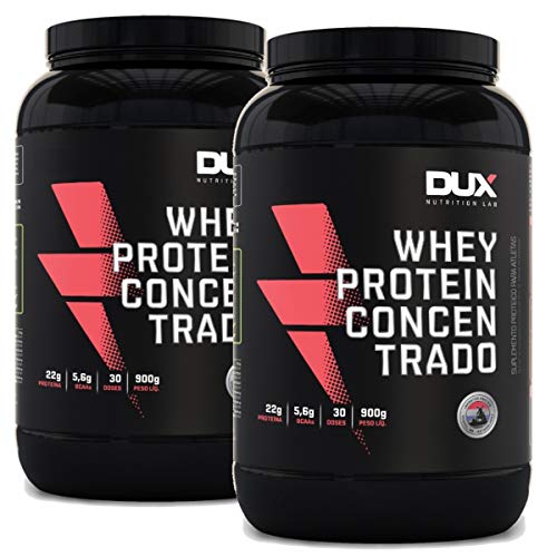 Kit 2x Whey Concentrado Dux Nutrition 900g Sabor Morango