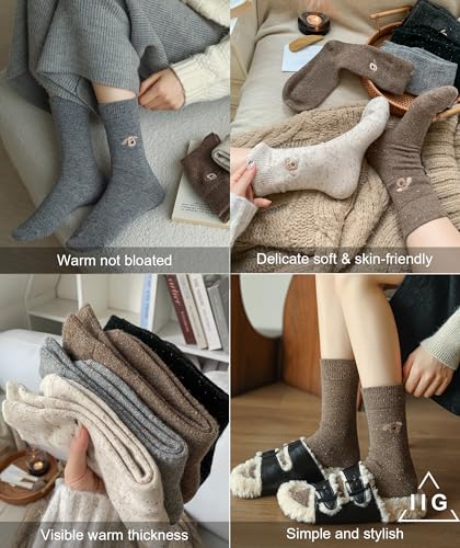 Image of IIG Winter Warm Wool Socks for Women Original Design Trendy Boot Socks Ideal Gift