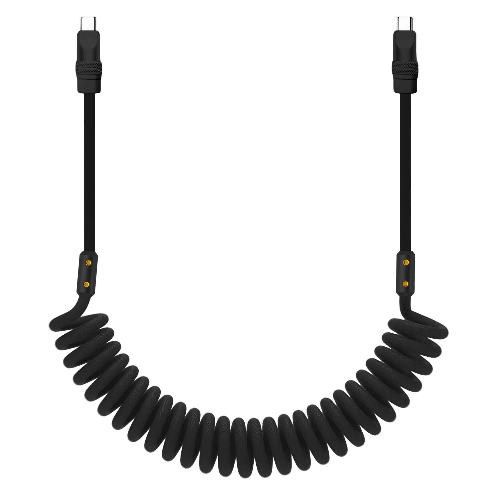 chubbycable Curly Chubby 240W Coiled USB C Cable Retractable Fast Charging Cable for Car Charger Cord Compatible with iPhone 17-15 Series, Black,