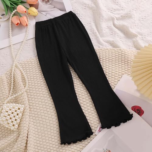 Girls Leggings Cute Ruffle Trim Flare Pants Kids School Uniform Elastic Waist Pants Casual Summer Clothes 2-13 Years2