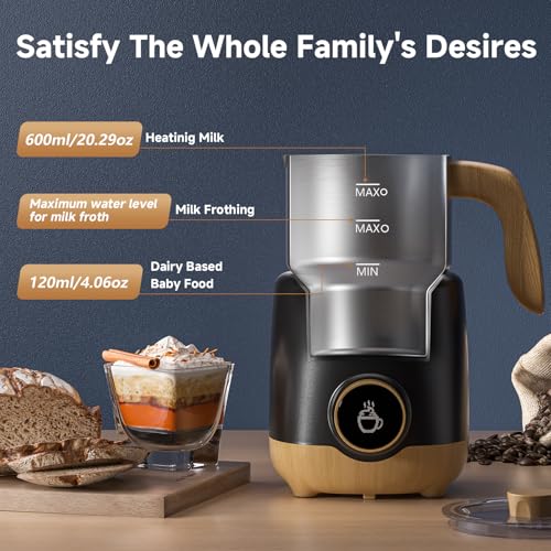 Image of AMZCHEF 21 oz 8-in-1 Milk Frother, 550W Split Stainless Steel Automatic Steamer, Milk Warmer for Latte, Cappuccino, Hot Chocolate, Hot /Cold Froth, Heated Milk & Baby Food, Black
