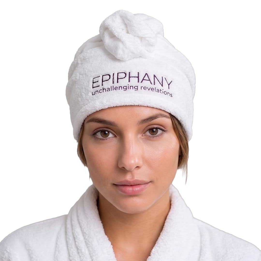Epiphany Microfiber Hair Towel – Fast Drying, Super Absorbent & Soft Turban Wrap with Button Closure – Lightweight Hair Wrap for Curly, Straight, Thick or Fine Hair
