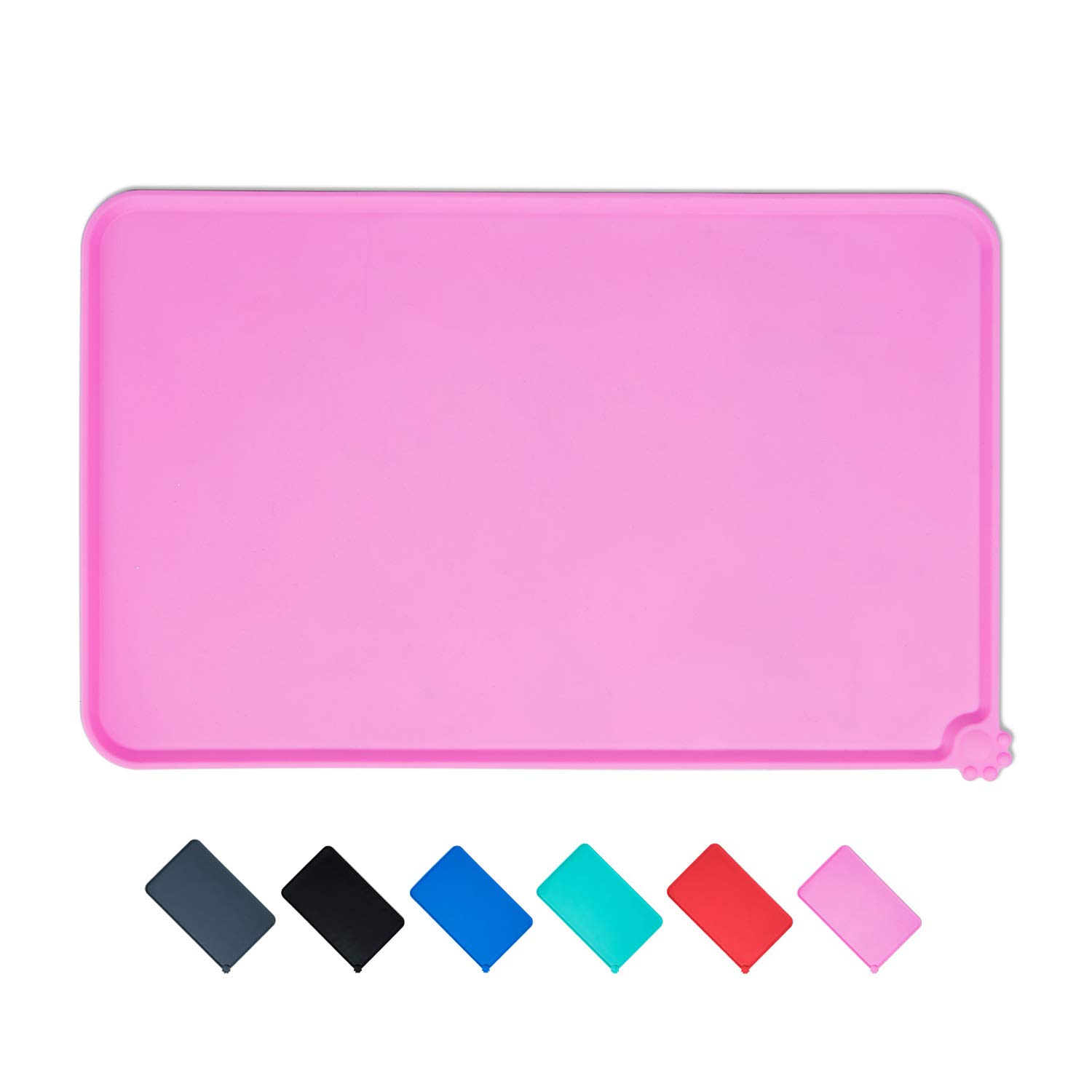 SACRONS-Silicone Table mat, pet Bowl pad, Soft, Waterproof, Easy to Clean, to Prevent Food and Water Spilled on The Ground (Pink)