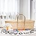 Baby Wicker Moses Basket, Natural Look Baby Basket - Baby Carrier with Mattress and Sheet