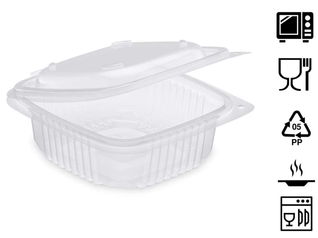 100 Vaschette Asporto Alimenti Caldi 760 cc con coperchio per Rosticceria Ristorante e Alimentari utilizzabili in MICROONDE