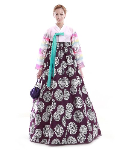 Hanbok Custom Made Pink Silver Evening Party Faux Silk Formal Wrap Korean Dress #TOP4