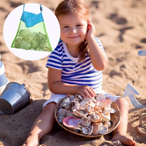 4Pcs Colorful Mesh Beach Bags Seashell Bag for Kids, Portable & Foldable Sea Shell Bag with Adjustable Carrying Straps, Shell Collecting Bags for Outdoor Beach Activities Adventures3