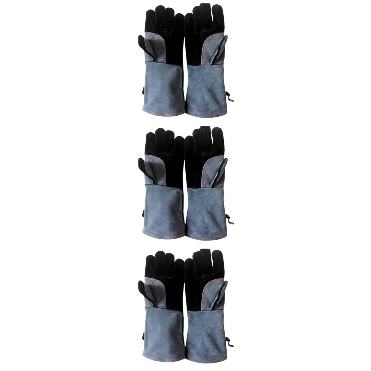BESPORTBLE 3 Pezzi Guanti da Cucina Barbecue Resistenti al Calore in Pelle | Coppia, Isolamento e Presa Antiscivolo, Adatti per Campeggio e Forno, Taglia Lunga