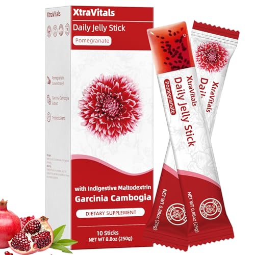 XtraVitals Coleology Cutting Jelly - Cutting Jelly Stick Combo with 1200mg Garcinia Cambogia Extract, Chia Seeds Collagen, Detox & Digestion Support & Daily Care, Pomegranate Flavored -10 Sticks