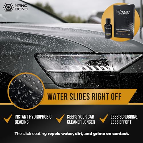 Image of Nano Bond Ceramic Coating 9H PRO (60ML), Car, Plastic, Glass, and Wheel Exterior Care Product kit, Hydrophobic, Long Lasting Professional Care, High Gloss Paint Shine, Automotive Polishing Sio2