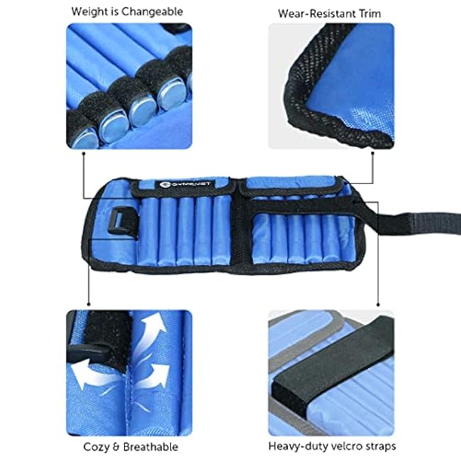 Gymenist Pair Of Ankle Weights Can Be Adjusted Up To 2 LB Each SET OF 2 x Weight Wraps (Total 4-LB)