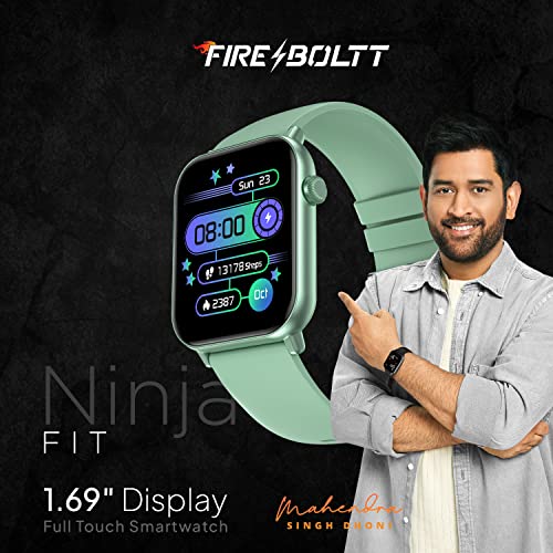Image of Fire-Boltt Ninja Fit Smartwatch Full Touch 1.69 & 120+ Sports Modes with IP68, Multi UI Screen, Over 100 Cloud Based Watch Faces, Built in Games (Green)