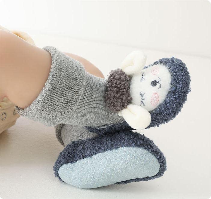 Baby Cartoon Plush Cotton Toddler Shoes,Boy Girls Toddlers Thickened Animal Non-Skid Indoor Slipper Winter Warm Shoes Socks (Pink,14cm-for 18-24Months)2