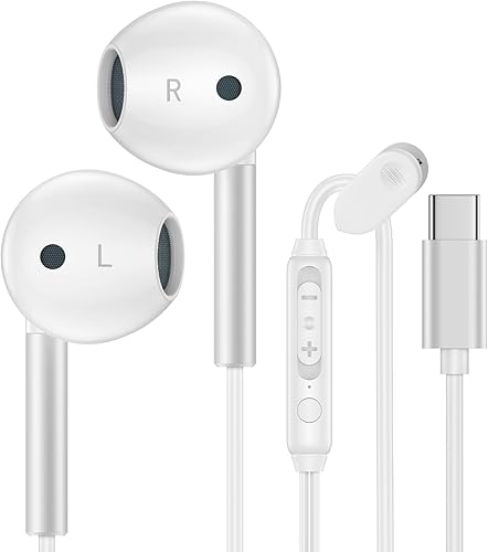 Samsung - Auriculares USB C para Galaxy S25 Ultra Edge S25+ S24 FE S23 S22 S21 A17 A16 A35 A54 A15, auriculares USB tipo C con micrófono USB C