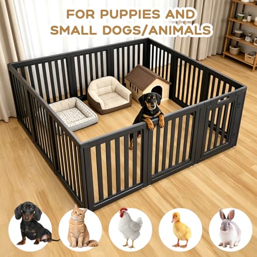 Image of Dog Playpen Indoor,Puppy Playpen,Black 23.6 inch H, 12 Panels | Dog Play Pen Indoors with Open View, Tool-Free Setup, Multi-Shape Setup, Dog Pen for Dogs, Cats & Puppies
