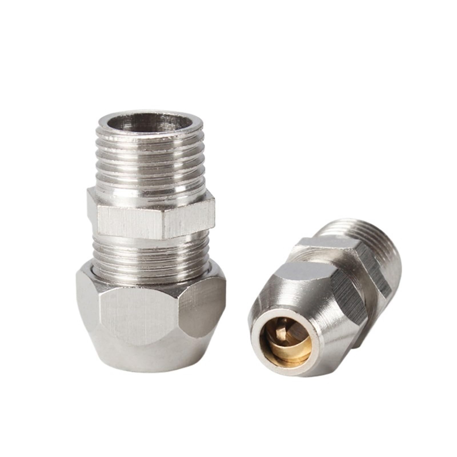 1PC Nickel Plated Brass Compression Tube Pipe Fittings PC Compression Union Connector&Compression Sleeves Ferrules(PC 10mm,3I8)