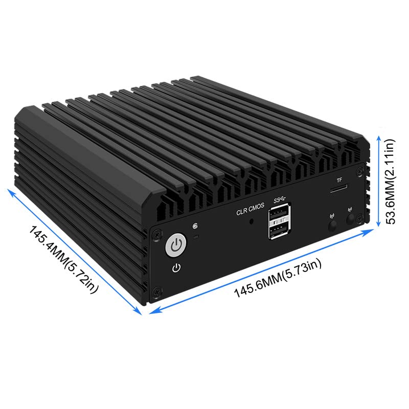 Image of Micro Firewall Appliance Intel N100 Quad Core, 4 Intel I226-V 2.5GbE NIC Ports Fanless Mini PC, Network Gateway Soft Router Mini Computer, Support AES-NI, DDR5 RAM, Barebone, NO RAM NO SSD
