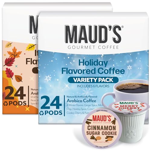 Image of Maud's Holiday & Fall Flavored Coffee Pods Variety Pack Bundle, 48ct