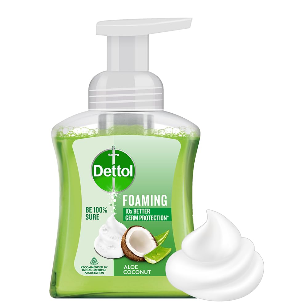Dettol Foaming Handwash Pump - Aloe Coconut, 250ml | Rich Foam | Moisturizing Hand Wash | Soft on Hands