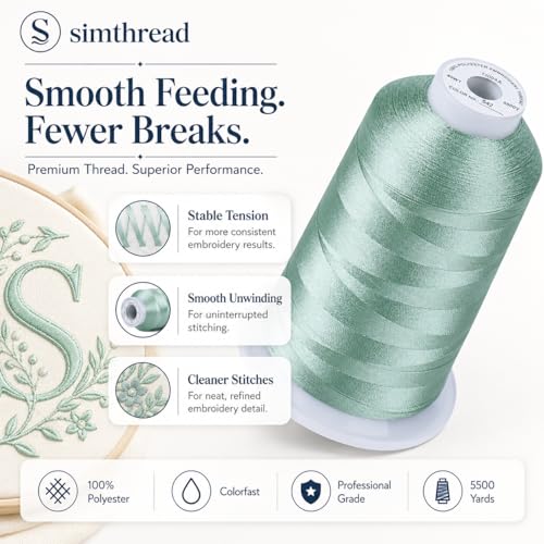 Image of Simthread 5000M 40WT Polyester Embroidery Thread, Sea Crest 542 | 5000M 40WT polyester thread feeds smoothly for machine embroidery, monograms, logos, patches and quilting.