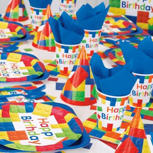 Image of Bold & Bright Building Blocks Birthday Luncheon Napkins (Pack of 16) - Sturdy & Stylish Design - Perfect Party Essential for Lovers