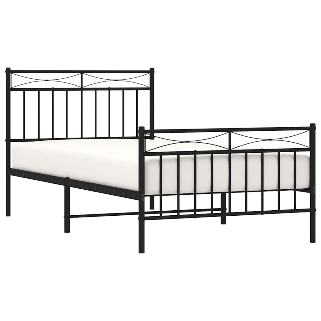 vidaXL Estructura Cama sin colchón con Estribo Metal Negro 100x190 cm