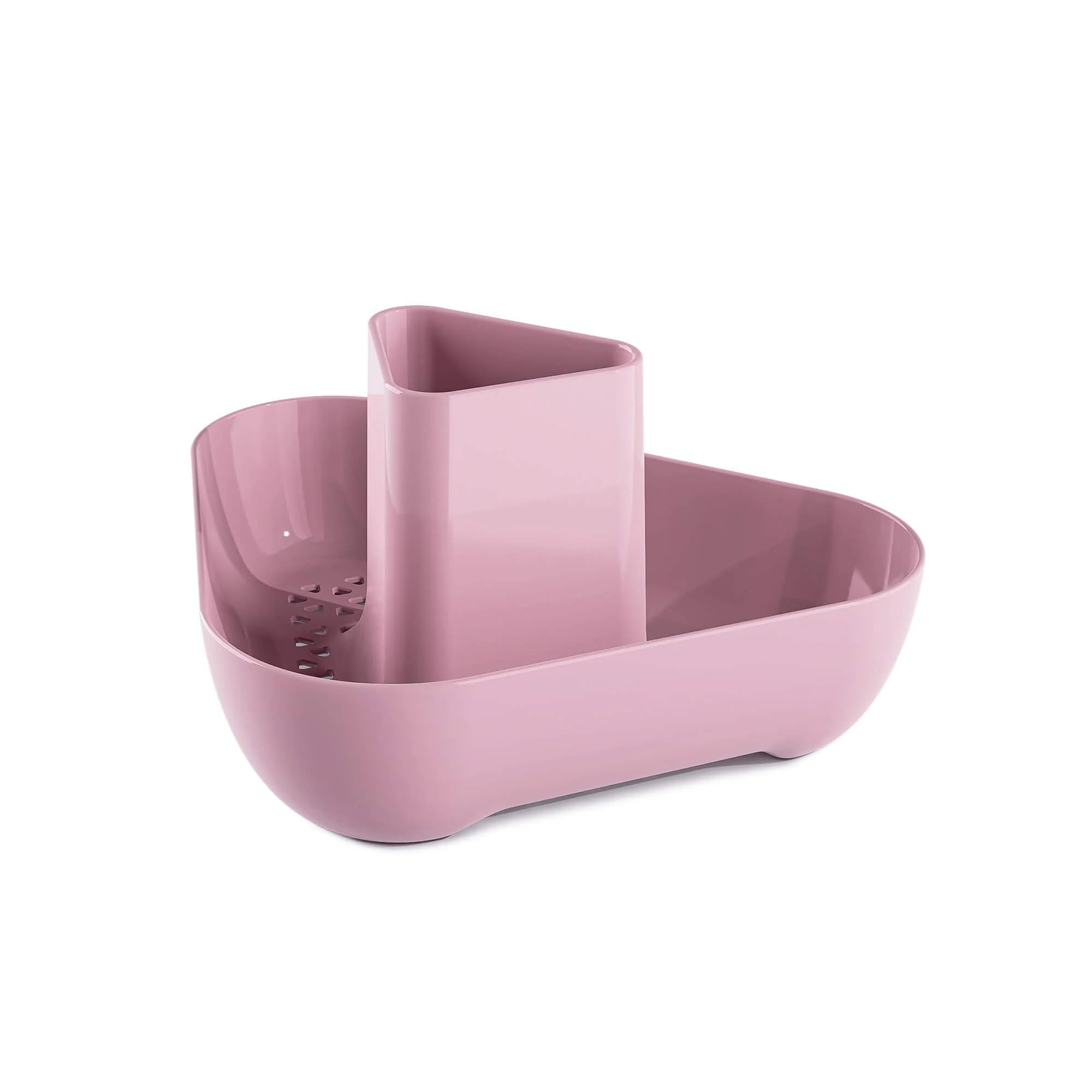 Zeal Corner Sink Tidy Organiser, Compact Cutlery Utensil Drainer Caddy Rack, Rose Pink