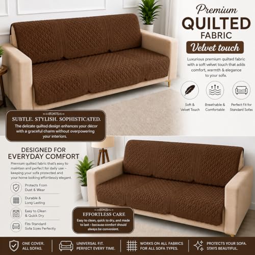 Image of Homerz Premium Petal Charm Sofa Cover | Embossed Floral Pattern | Soft Touch, Anti-Dust & Easy Wash Fabric Cloth, Washable and Durable (Rust, 5(3+1+1) Seater, Seat Cover with Backrest)
