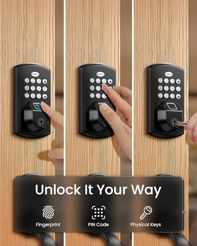 DESLOC-A100F-Keyless-Entry-Door-Lock-Fingerprint-Door-Lock-Front-Door-Lock-Smart-Lock-Deadbolt-for-Front-Door-Easy-Installation-Emergency-Power-Port12-Months-Battery-IP54-Waterproof-5-Keys