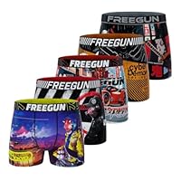 FREEGUN Boxer Homme Manga, Caleçon Homme Stretch, Confortable et Ultra-Doux (Lot de 5), Rouge Taille XL