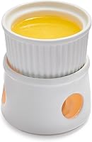 Sur La Table White Porcelain Butter Warmer - Stable Heat for Seafood, Veggies, Chocolate & Sauces