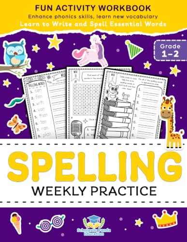 Image of Spelling Weekly Practice for 1st 2nd Grade: Learn to Write and Spell Essential Words Ages 6-8 | Kindergarten Workbook, 1st Grade Workbook and 2nd ... ... + Worksheets (Elementary Books for Kids)