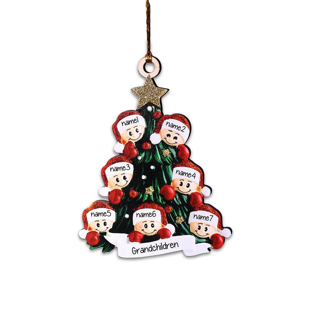 kaululu Personalised Christmas Tree Decorations Wood Pendant Christmas Ornaments with Names for Home,Indoor New Year Gifts (Style 1, Name 7)