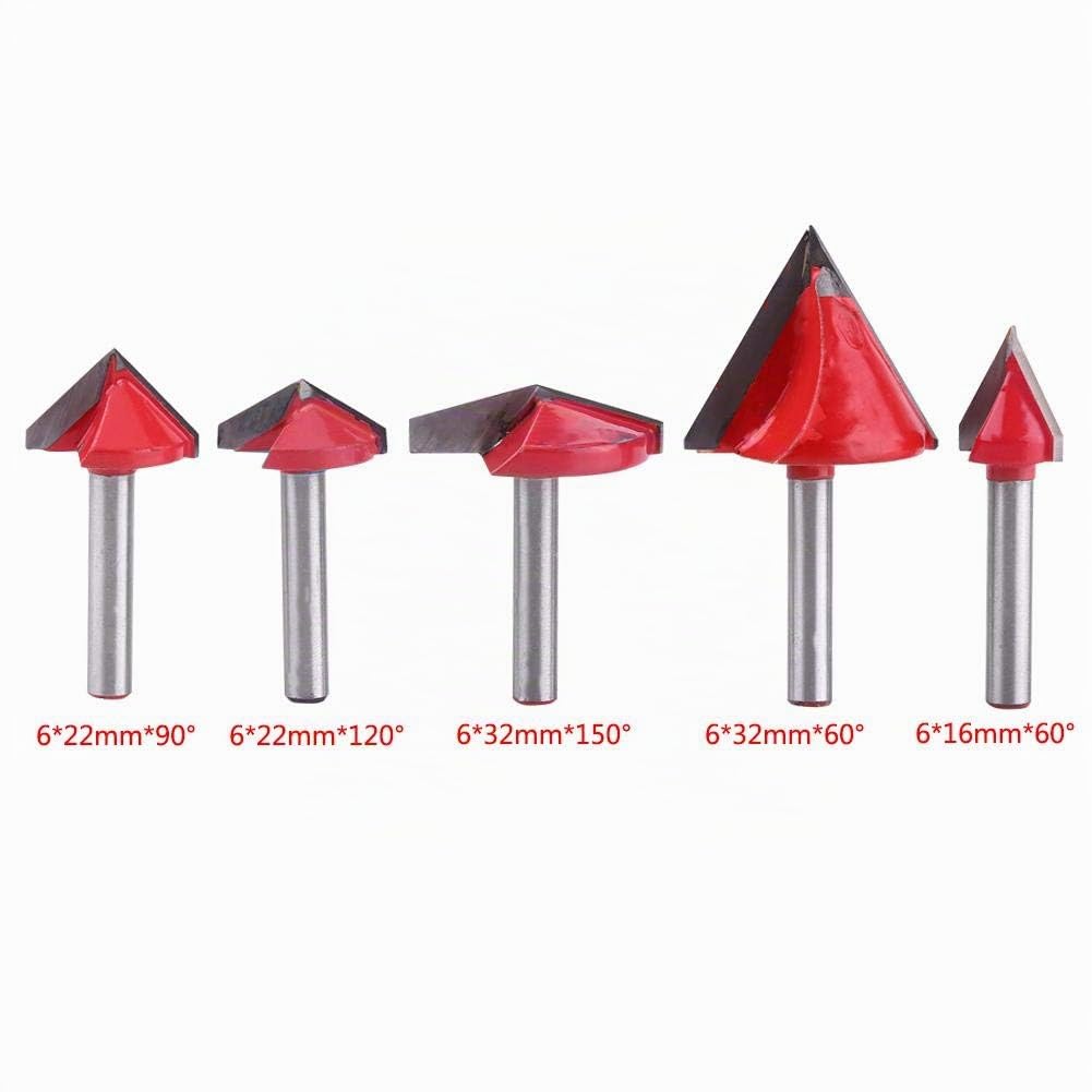 1pc 3d acciaio al tungsteno lavorazione del legno cnc router bit sharp v-groove utensile taglio fresa fine 60/90/120/150 gradi 6mm albero(6 * 32mm*150°)