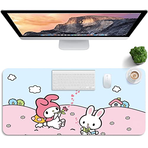 Rutschfeste Schreibtischunterlage Gaming-Mausunterlage Große Mausunterlage Laptop-Tastaturunterlage Schreibtischunterlage mit rutschfester Unterseite für Büroarbeit/Zuhause/Dekoration Rosa