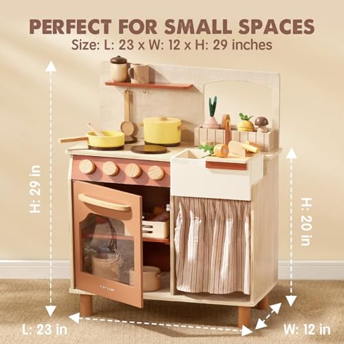 Tiny Land TLTGPK003-US Play Kitchen Set, Toddler Kitchen With Cutting Food Set, Wooden Kitchen Sets thumb #4