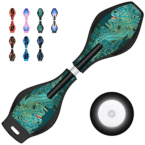 Bueuwe Waveboard Kinder ab 8 Jahre, Snakeboard mit ABEC-7 Kugellager, Skateboard mit Leuchtrolle, Streetsurfing Waveboards für Mädchen Junge und Jugendliche, Bis 100 kg, 86x23x9 cm,5