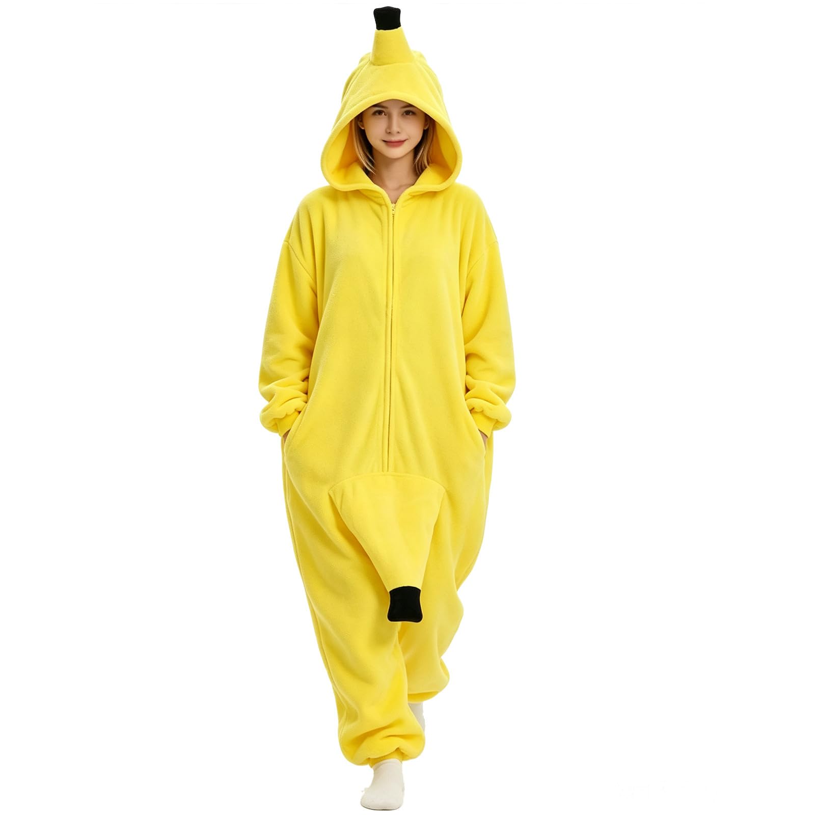 Halloween Einteiler Schlafanzug Damen Pyjama Warm Banane Nachtwäsche