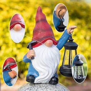 Garden Gnome Statue Solar Light Outdoor Decorations Figurine with Lantern Led Shovel Sculpture Lawn Patio Yard Porch Outside Christmas Housewarming Gifts for Women Mom Grandma Garden Gnome Statue Solar Light Outdoor Decorations Figurine with Lantern Led Shovel Sculpture Lawn Patio Yard Porch Outside Christmas Housewarming Gifts for Women Mom Grandma