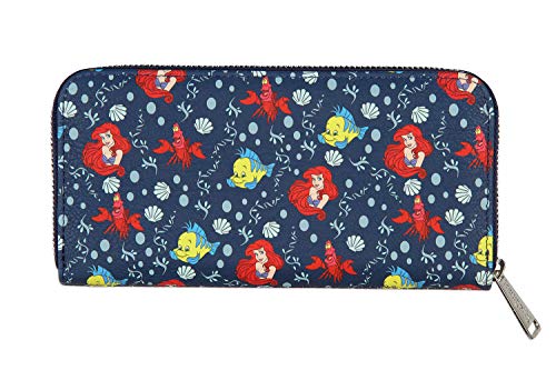 Loungefly Disney Little Mermaid Ariel And Flounder Faux Leather Full Zip Wallet2