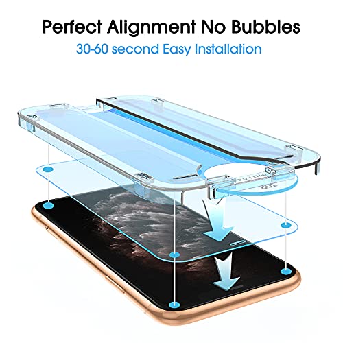 Image of amFiIm OneTouch for iPhone 11 Pro Screen Protector 5.8 inch Tempered Glass | Auto-Alignment, 30s Install, Bubble Free, 9H Hardness, Scratch & Drop Protection, HD Clear, Case Friendly, 2 Pack (11P-5.8'')