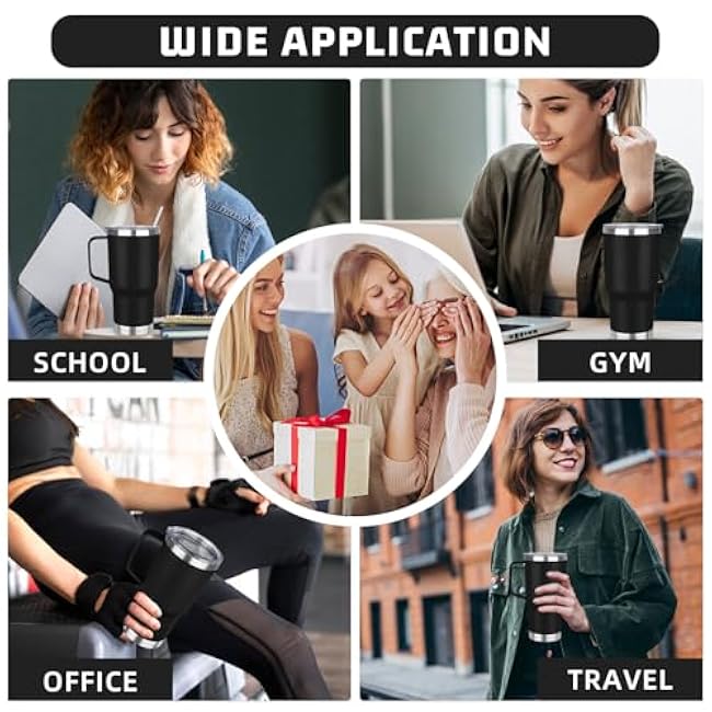 20 oz Tumbler with Handle Stainless Steel Insulated Coffee Mug Tumbler with Lid and Straw Double Wall Vacuum Insulated Coffee Mug Leak Proof Travel Mug Tumbler for Hot and Cold Drink (Black,1pack)