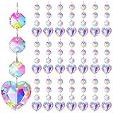 Briwooody Holographic Heart Ornament Chandelier Decoration Hanging Crystal...