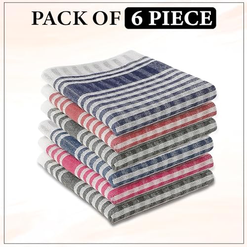 Image of GLUN Cotton Cleaning Cloths - 6 Pcs Multipurpose Kitchen Napkins 17x17 Inch, Reusable Dish Towels, Tea Towels & Table Wipes for Home & Office