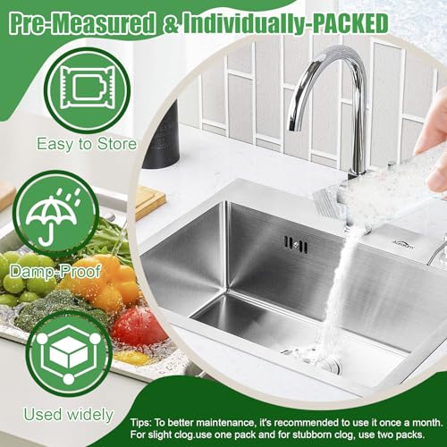 Drain Clog Remover Powder Sink Drain Cleaner for Hair and Grease, 18-Packs Heavy-Duty Powerful Kitchen Sink and Shower Unclogger, Pipe-Safe - Image 3