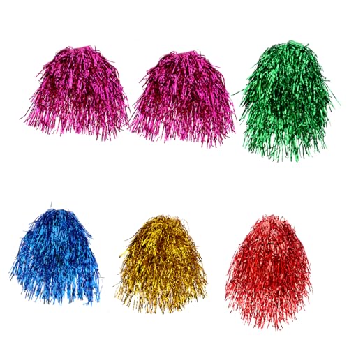 FRCOLOR 6stücke Pack Lametta Perücke Schulterlange Glitzerperücke Haarschmuck für Kostümpartys und Halloween Metallic-perücken Leicht und Angenehm zu Tragen