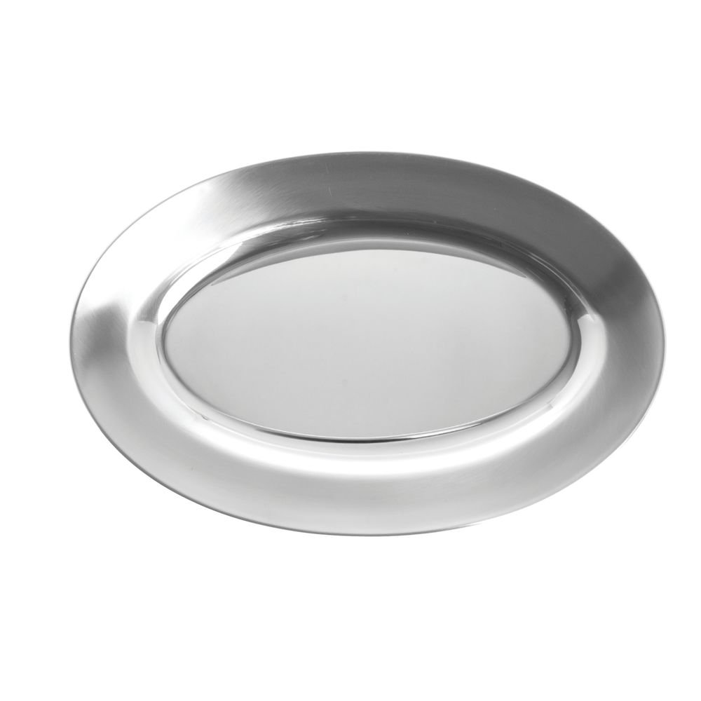 Silver Serving Tray Oval Stainless Steel - 8" L x 5" W by HUBERT – Stainless Steel, Silver