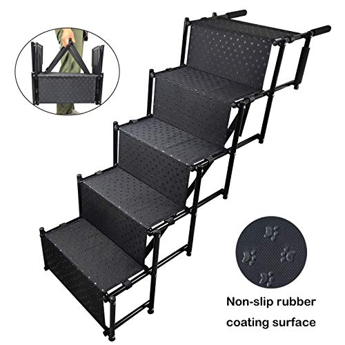 YEP HHO 5 Steps Upgraded Folding Pet Stairs Ramp Lightweight Portable Dog Cat