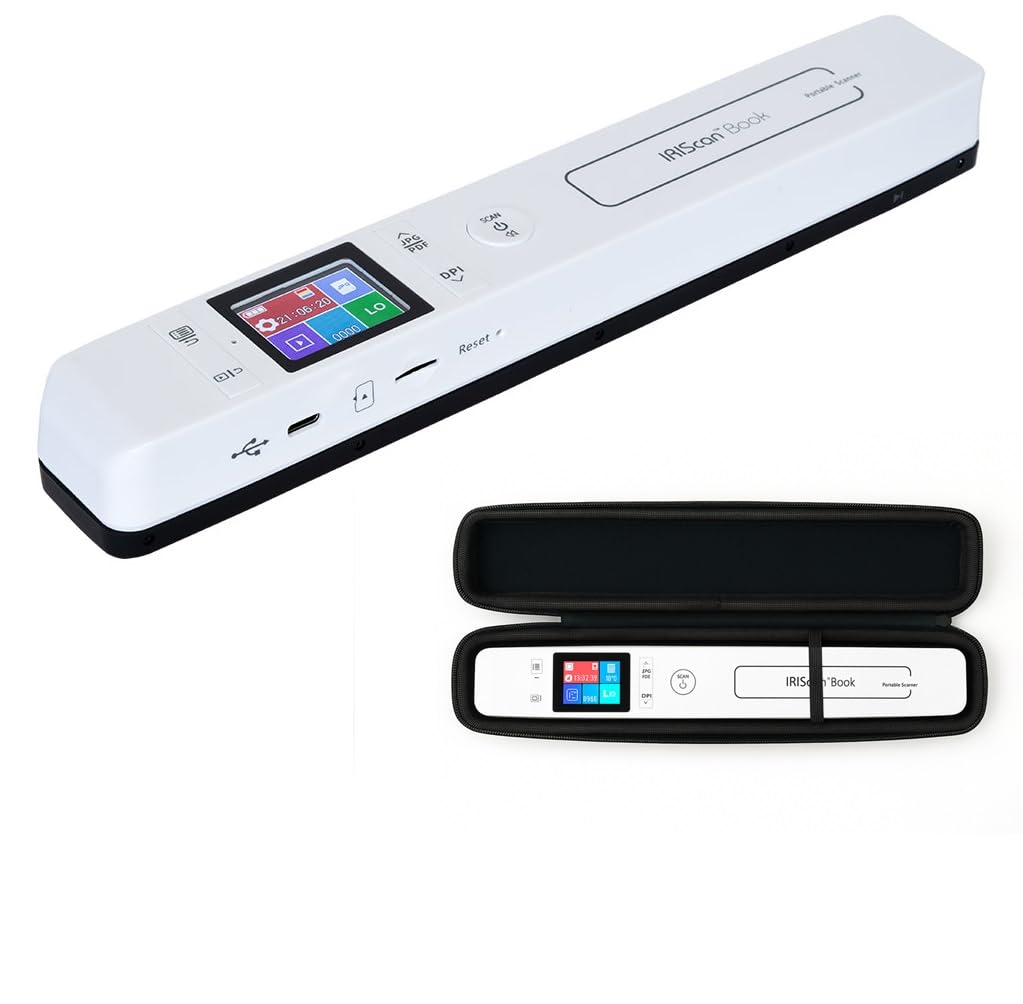 IRIScan Book Scanner – v7: Dokumentenscanner a4 + Hartschalentasche für Handscanner